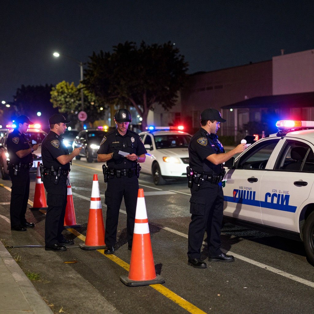 DUI checkpoint in Los Angeles where arrests often occur