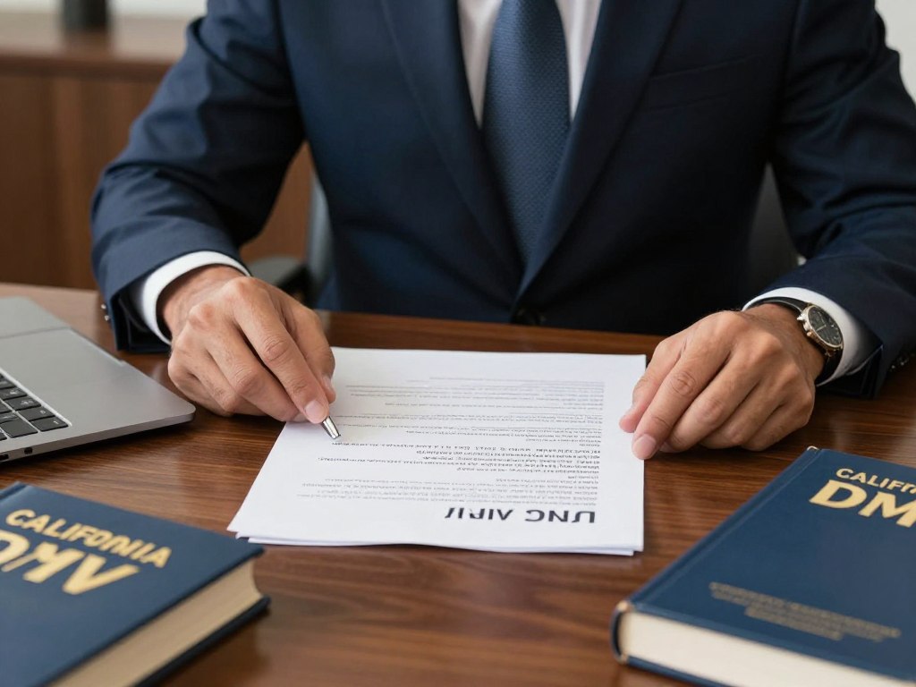 DUI defense attorney reviewing DMV documents in Los Angeles
