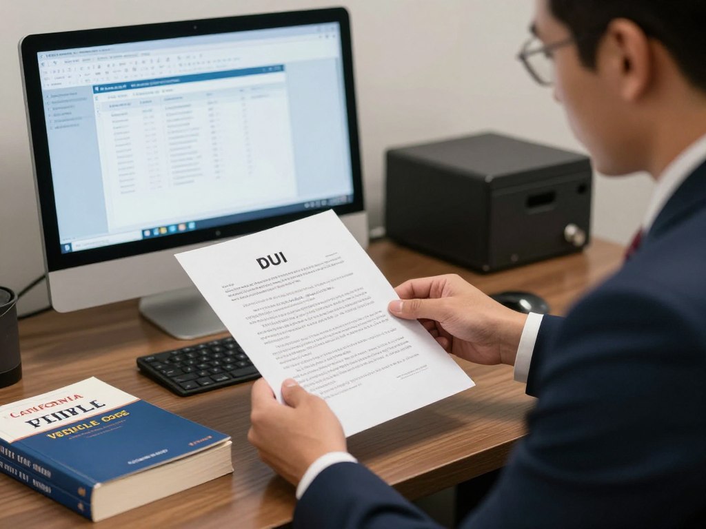 DUI defense attorney reviewing case files in Los Angeles office