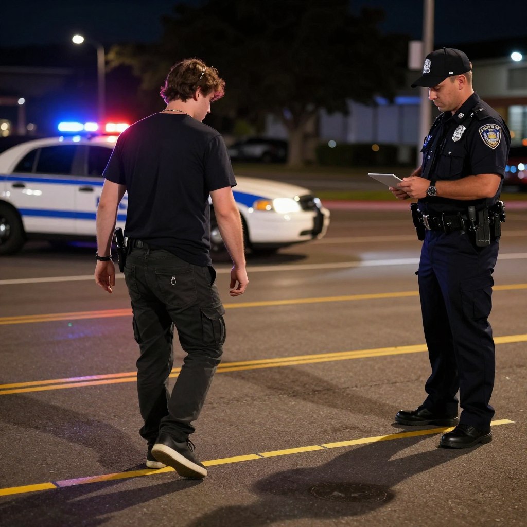 Field sobriety test being conducted in Los Angeles