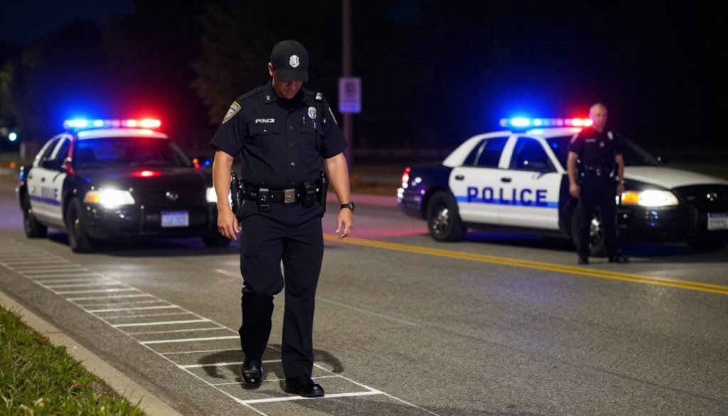 Field sobriety tests being conducted by police officer
