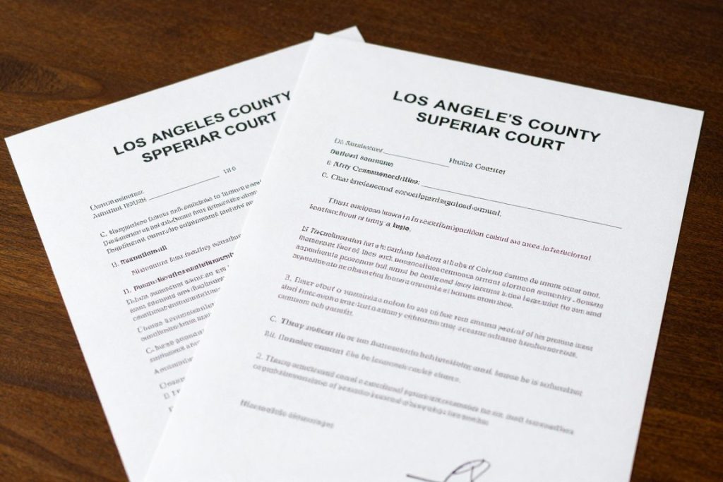 Second DUI offense court documents with Los Angeles court header