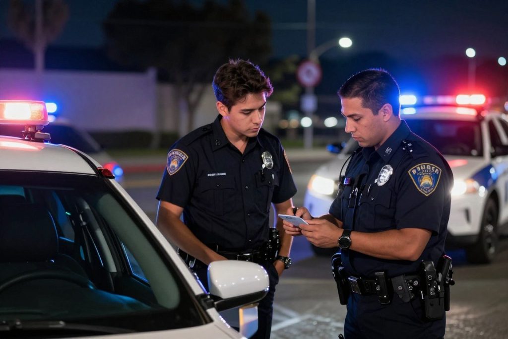 Young driver under 21 at a DUI checkpoint in Los Angeles